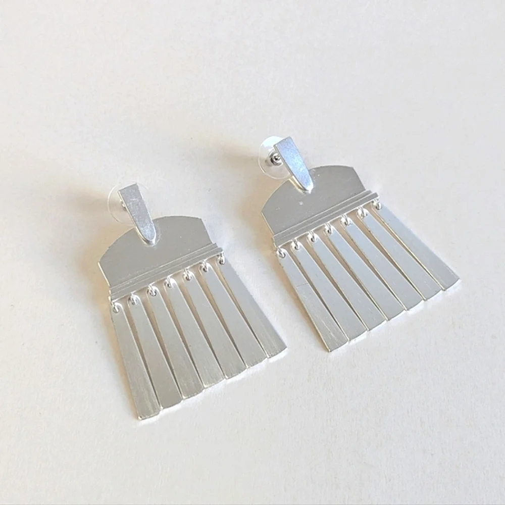 Kendra Scott Layne Metal Fringe Statement Earrings Silver Tone